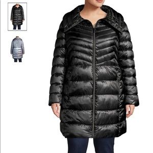 Ellen Tracy Plus Quilted Faux Down Stadium Coat